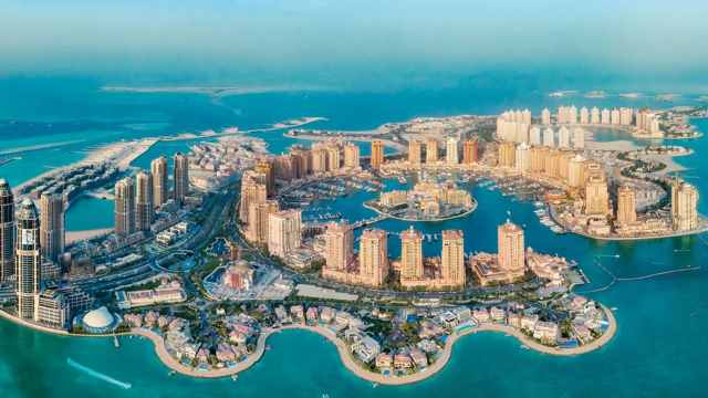 Scenic aerial view of the Pearl-Qatar